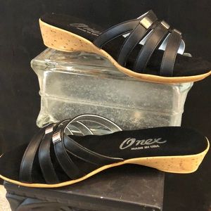 Onex back slide sandal with gold